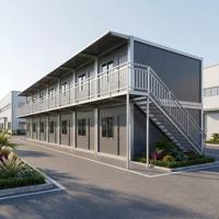 Bâtiment préfabriqué modulaire polyvalent avec aménagement personnalisable pour exposition temporaire et bureau de vente