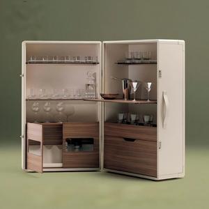 Ougoo Solid Wood and Leather Modern Movable Wine Cellar <b>Cabinet</b> for Home Furniture Ogjg1013 Solid Wood Construction Ensures - Product Image 5