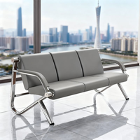 Banc moderne de haute qualité, personnalisé, stable, durable, avec structure métallique et assise en cuir, pour aéroport, bureau, salle d'attente, salon.