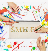 Vente en Gros de Trousses à Crayons Vierges Unies, Sacs Cosmétiques Personnalisés en Toile de Coton, Étuis à Crayons avec Fermeture Éclair