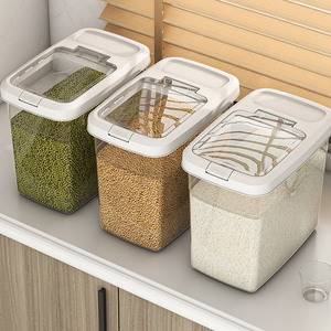 Seau en plastique PET transparent de grande capacité hermétique pour le stockage des aliments secs, conteneur de stockage du riz avec couvercle, boîte de stockage des céréales, réservoir - Product Image 5