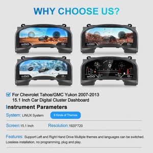 หน้าปัดดิจิตอลขนาด 15.1 นิ้วสำหรับรถยนต์ GMC Yukon Chevrolet Tahoe ปี 2007-2013 จอ LCD แดชบอร์ด วัดความเร็วอัตโนมัติ ห้องนักบินเสมือนจริง รุ่นอัปเกรดใหม่ - Product Image 5