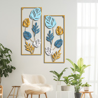Luxe Ginkgo Feuille Fer Art Décoration Murale Écologique 3D Chinois Métal Suspendu Salon TV Fond Moderne 2 Pièces Ensemble