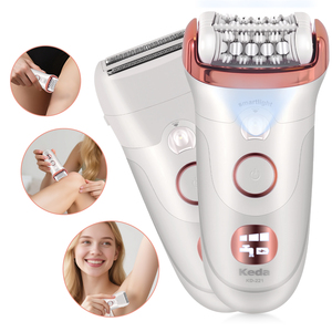เครื่องกำจัดขน KD-221 สำหรับผู้หญิง กันน้ำ 2-in-1 - มีดโกนไฟฟ้า เครื่องเล็มขนบิกินี่ เครื่องถอนขน - Product Image 3