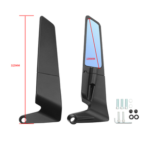 <span class=keywords><strong>Espejos</strong></span> <span class=keywords><strong>Retrovisores</strong></span> Universales Ajustables para Motocicleta en Negro con Alerón Lateral tipo Ala para Z900 Z650 F900R - Product Image 3