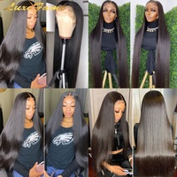 Peluca Frontal HD de Encaje Liso con Cierre, Cabello Humano Indio 100% Sin Procesar, Base de Seda, Densidad 150%, con Baby Hair, para Mujer, Color Negro