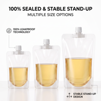 Sachets souples transparents personnalisés recyclables en gros avec bec verseur pour boissons, eau minérale et bière