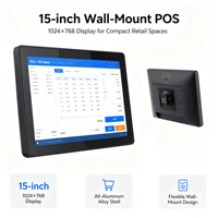 Venta Directa de Fábrica: Sistema POS Táctil de 15 Pulgadas para Montaje en Pared, Pantalla de Facturación y Gestión de Restaurantes, Solución para Colas