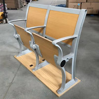 Chaise d'école à dossier en acier au design moderne avec siège pliant en bois accoudoir fixe échelle table de salle de conférence pour les étudiants du collège