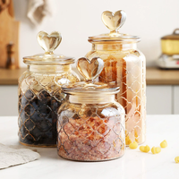 Vente en gros de pots en verre de luxe personnalisés avec revêtement électrolytique et pulvérisation de couleur, pots de rangement pour la cuisine