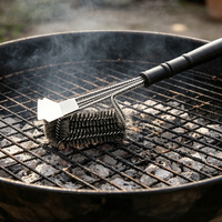 Brosse de nettoyage pour barbecue, grattoir et brosses métalliques pour grillades, idéales pour le camping et la cuisine en extérieur