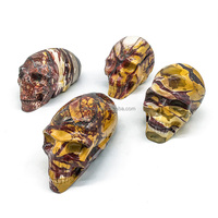 Teschio di mookite naturale all'ingrosso fatto a mano artigianato di cristallo viola mix teschio di cristallo giallo per la decorazione domestica