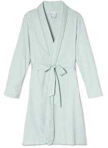Robe de nuit en coton Pima à rayures imprimées pour femme, robe de matin avec bordure en coton - Product Image 6