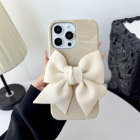 Coque de téléphone portable rose style Ins avec nœud en soie 3D de haute qualité, protection d'écran intégrée, antichoc, design mignon et tendance pour