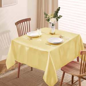 Light Gold Satin Tablecloth 54 X 72 Inches Square Cloth Bright Silky <b>Table</b> <b>Cover</b> Overlay <b>Dining</b> Tablecloths for Wedding - Product Image 4