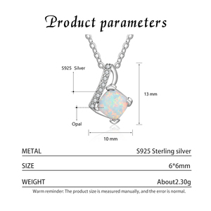 S925 Sterling Silver Brilliant Cut Rainbow Opal Pendant Necklace Dainty CZ Accent Rhodium Plated Engagement Wedding Jewelry - Product Image 2