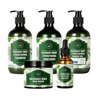 Ensemble de soins capillaires et corporels fortifiants à la menthe et au romarin, combo 5 pièces, soin du cuir chevelu, shampoing, après-shampoing, OEM, ODM, étiquette privée