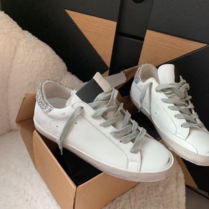 Retro distressed sneakers genuine leather casual shoes with <b>glittery</b> heels and durable soles low-<b>top</b> women's athletic shoes - Product Image 4