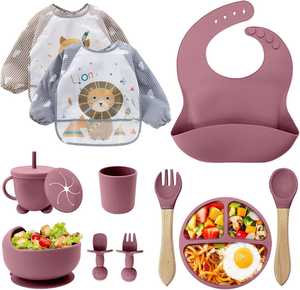Cadeau personnalisé pour nouveau-né : Cuillère d'apprentissage pour enfant, Bavoir, Tasse à collation, Tasse à bec, Assiette à ventouse, Bol, en silicone à <span class=keywords><strong>motif</strong></span> de dessin animé, compatible lave-vaisselle - Product Image 5
