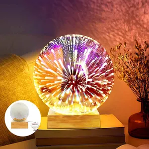 Lampe LED 3D en cristal USB Sphère Lightning Lampe Boule colorée Veilleuses Sphère en verre magique Nouveauté Boule Lumière Plasma Lampe de table