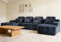 Canapé modulaire en forme de L, bleu ardoise moderne, côtelé, compressé et emballé sous vide, taille personnalisée pour atelier, hôtel, appartement