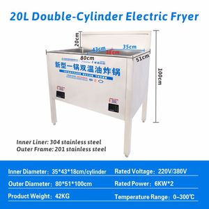 Friteuse professionnelle électrique en acier inoxydable à double cuve, double tension 220V/380V, 6000W, chauffage rapide, pour <span class=keywords><strong>restaurant</strong></span> - Product Image 2