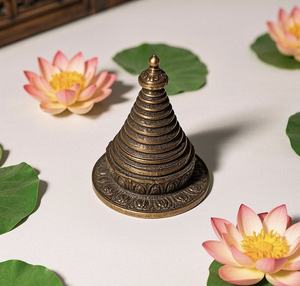 Sculture Artigianali in Metallo Rame Bronzo Ottone, Stupa Dorata Bodhi, Stupa Tibetana Esoterica, Pagoda Familiare Buddista, Feng Shui - Product Image 4