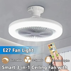 Ventilateur de plafond intelligent 3-en-1 de style moderne en ABS avec télécommande, éclairage à intensité variable, base de conversion E27, 85-265V pour chambre et salon - Product Image 6