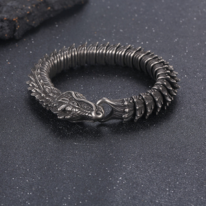 Chunky Dragon 18K Chapado en oro Pulsera de cadena de acero inoxidable Punk Titanio Acero Número 8 Pulsera Hebilla magnética - Product Image 5