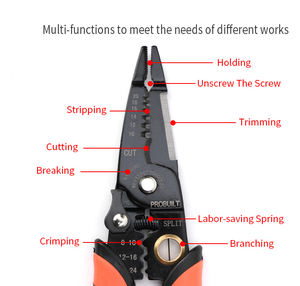 Herramienta Pelacables Multifuncional de 180 mm, Alicates Manuales Multifunción para Pelar y Crimpar Cables - Product Image 4