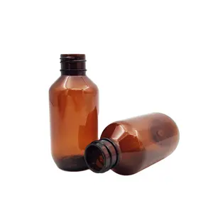 OEM OEM OEM PET amber plastic bottle/ syrup bottle with white screw cap manufacturer/wholesale