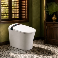 WC intelligent allongé avec télécommande, siège chauffant, commande vocale, chasse d'eau par siphon, drainage S-Trap/P-Trap