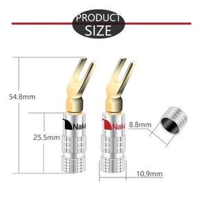 Enchufe en Y medio Cobre Cabezal chapado en oro Conector de banana Enchufe de altavoz Conector de cable de audio Cable rojo y negro - Product Image 6