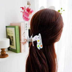 Barrette à cheveux unisexe en acétate de cerf vibrante avec motif craquelé unique et décoration en strass de fleurs, forme d'animal mignonne, couleur personnalisable - Product Image 5