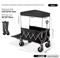 Chariot pliant à traction manuelle avec auvent, poussette à quatre roues pour animaux de compagnie, remorque de camping extérieure pour enfants, roues pivotantes en métal