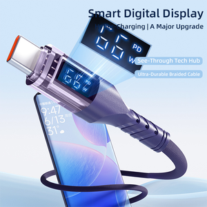 Cable de Carga Rápida USB-A a Tipo-C de 66W con Pantalla LED, Longitudes de 1m/2m, Trenzado de Nailon, Punta Transparente Resistente para Teléfonos Móviles - Product Image 4