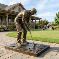 Sculpture de golfeur masculin en bronze grandeur nature, style antique, pour parcours de golf, statue en bronze