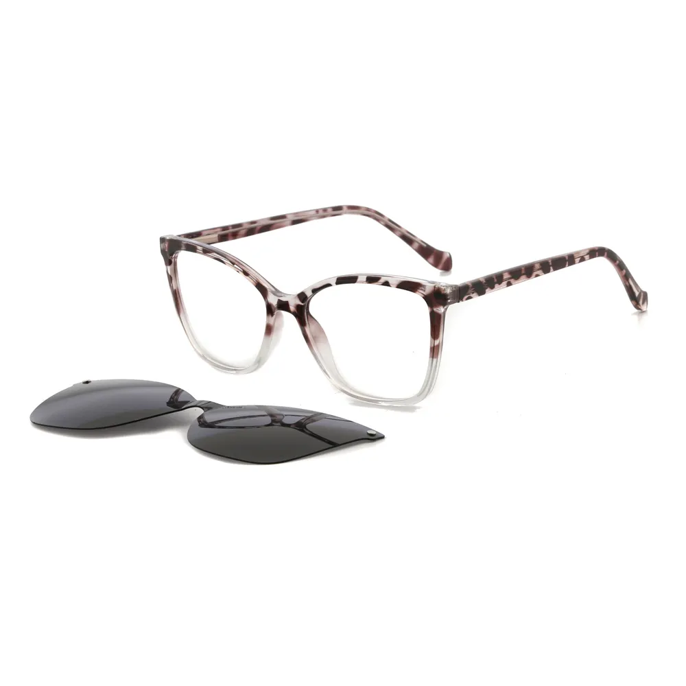 Acetate Frames Cateye Optic Glasses Women Fashion Eyewear Clip on Polarized Sunglasses Cheap Ready Stock Eyewear