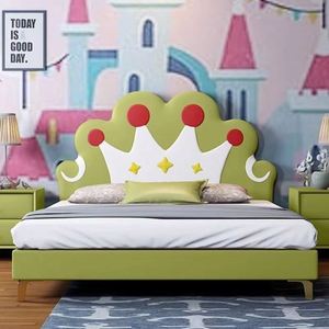 เตียงเด็กทรงโมเดิร์น รุ่น Princess  โครงไม้จริง หุ้มผ้าฝ้าย ดีไซน์มงกุฎ  นุ่มสบาย - Product Image 2