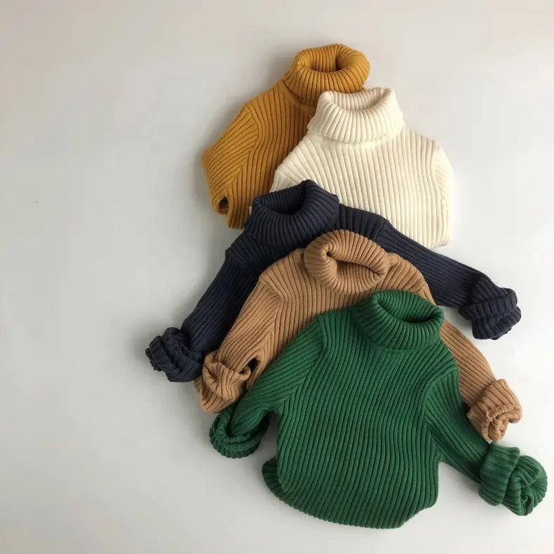 春の新しい赤ちゃんタートルネックセーター子供服男の子女の子ニットプルオーバー幼児セーターキッズセータートップス1-7年
