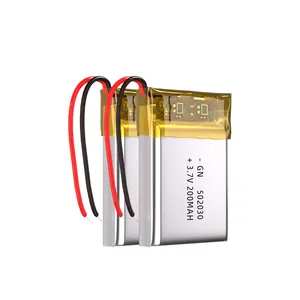 แบตเตอรี่ลิเมอร์แบบชาร์จไฟได้502030 3.7V 200mAh 502030 Lipo