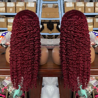 Perruques Lace Front 13x6 en Cheveux Naturels Birmans Bouclés, Couleur 99j Bug, Cheveux Humains Cambodgiens à Cuticules Alignées, Vente en Gros de Perruques Bouclées Birmans