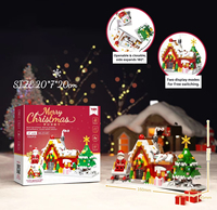 Divertido y Creativo Kit de Bloques de Construcción Navideños, Caja Musical de Plástico con Luz, Marco de Fotos 3D, Ladrillos de Casa Transformables, Juguete Modelo