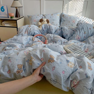 Set Sprei Kasur 4-Piece Katun Murni Berkualitas Tinggi Benang Dua Lapis Anti Air 300tc Sarung Selimut Penutup Selimut - Product Image 5