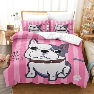 Tùy Chỉnh 3-Mảnh Màu Hồng Quilt Cover Set Trung Quốc Phim Hoạt Hình Thiết Kế Gấp <span class=keywords><strong>Polyester</strong></span> Chất Liệu Giá Thấp Chất Lượng Cao Bộ Đồ Giường Dây Kéo - Product Image 4