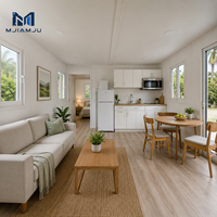 MJIAMJU Maison préfabriquée de luxe sur mesure de 40 pieds à 2 étages, structure en acier coloré, verre trempé, design moderne, véranda, terrasse en bois