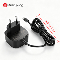 Adaptor AC/DC 5V 1A Colokan EU Tahan Lama dengan Kabel USB-C 2m 2.5m Soket USB-C