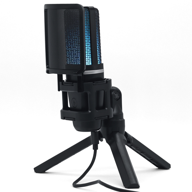 Zimhome ZTD11 PRO Shock Mount Pop Filter Tripod All in One RGB Gaming Microphones with Mute Button