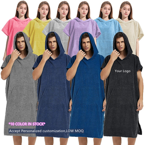 Quantité minimale de commande bas Logo personnalisé couleur unie Super absorbant surdimensionné microfibre à <span class=keywords><strong>capuche</strong></span> plage nager Robe à langer <span class=keywords><strong>adulte</strong></span> Surf Poncho serviettes - Product Image 1