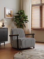 Fauteuil simple de style rétro rustique, design moderne, pour salon, balcon, chambre, chaise de lecture relaxante, en tissu avec pieds en métal, pour la maison